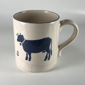 Vtg Pfaltzgraff Stoneware Coffee Cup Mug Country Fair Blue Cow Retired